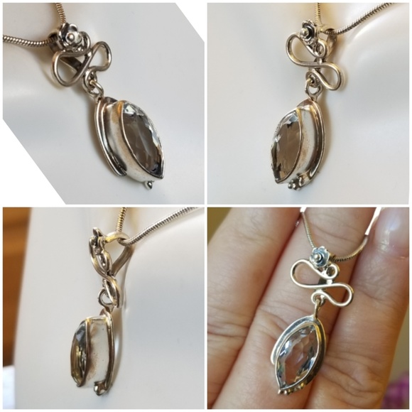 5ct White Topaz Pendant 1.25" - Picture 2 of 4